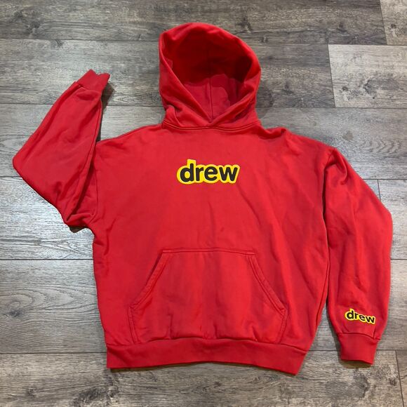 Authentic Drew House Secret Hoodie Oversized Red Drew Logo - Men's Size Small - Picture 1 of 11